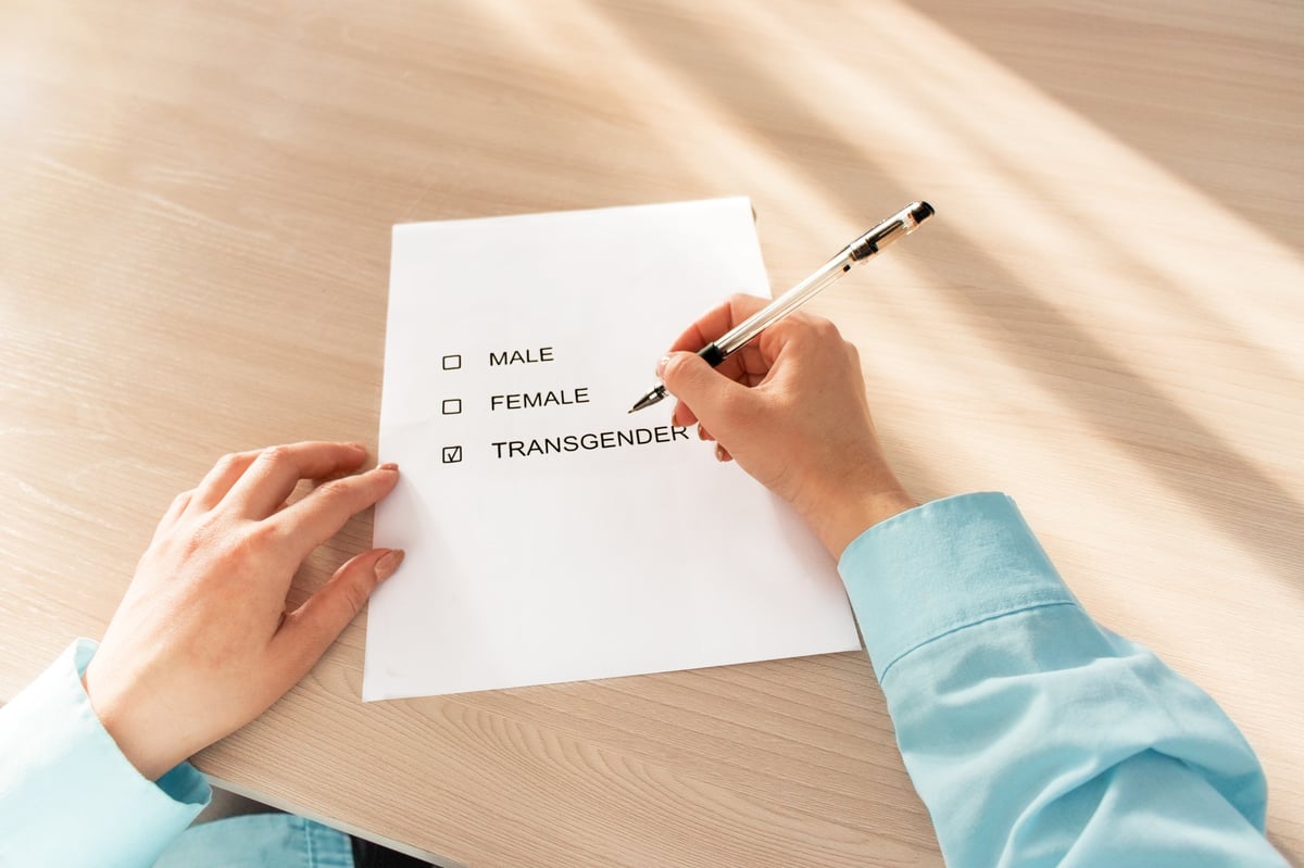 Gender choice form being filled out