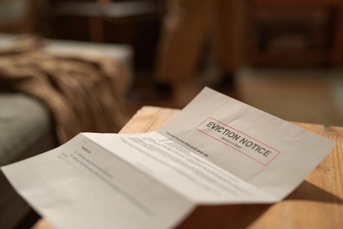Eviction notice on desk